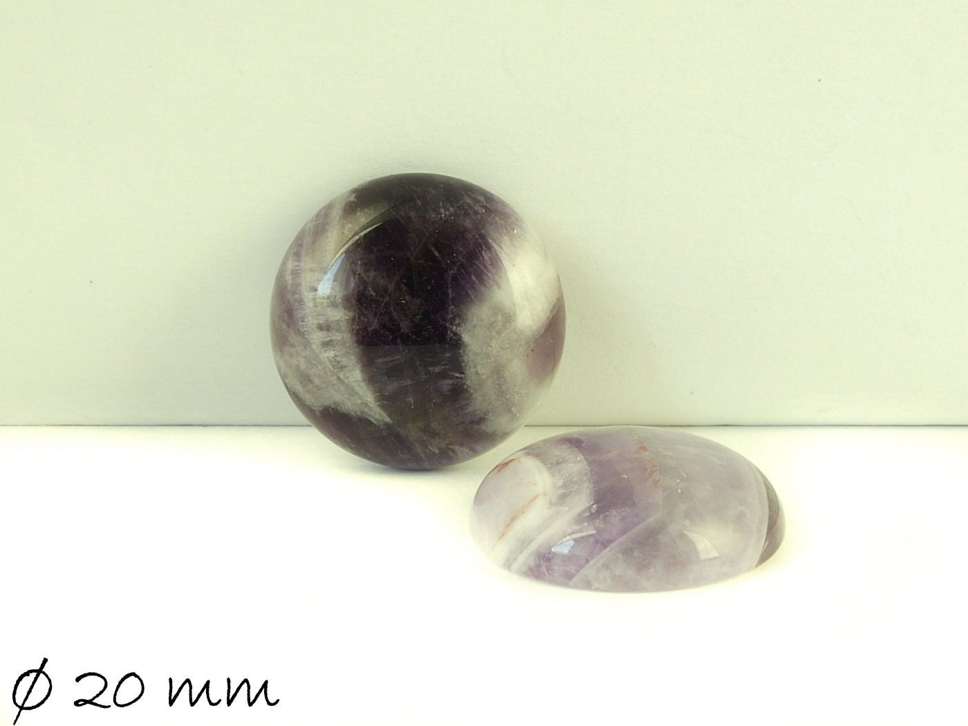 2 Stück Edelstein Cabochons, Amethyst, 20 mm