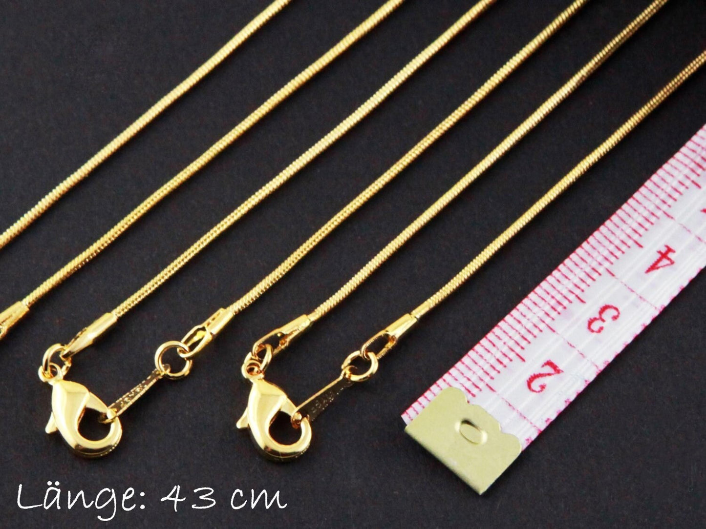 Fertige Schlangenkette , 43 cm, gold, Ø 1 mm