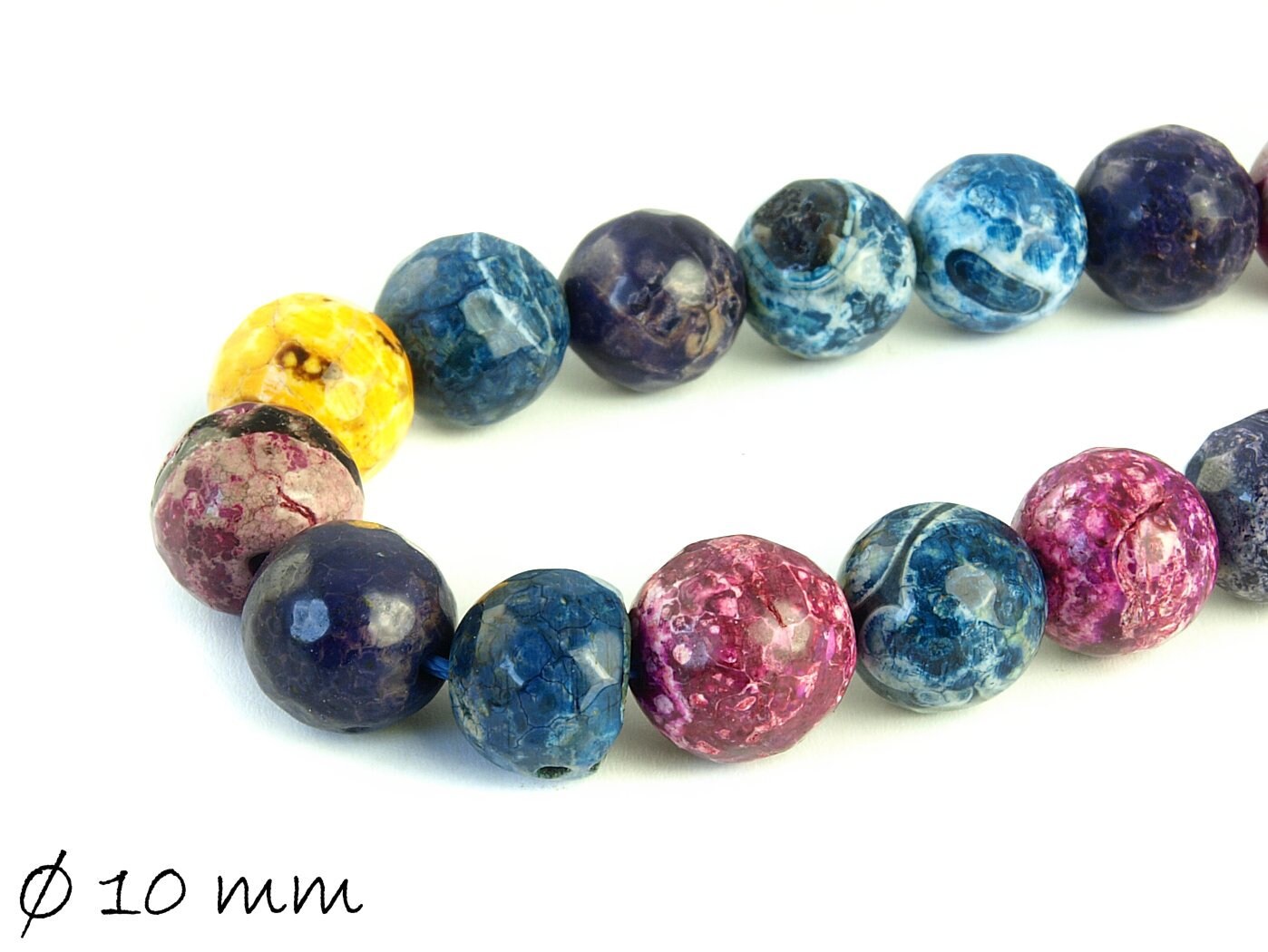 10 Stück natürliche Achat Perlen als bunter Farbmix, Ø 10 mm, 2