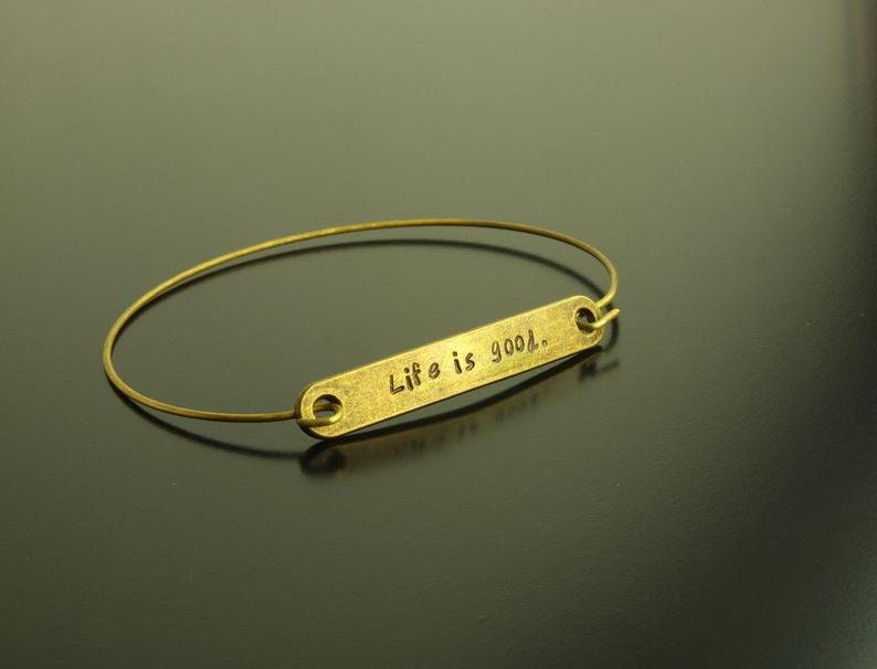 Armreif Name Datum Text gestempelt bronze Armband Wunsch Gravur