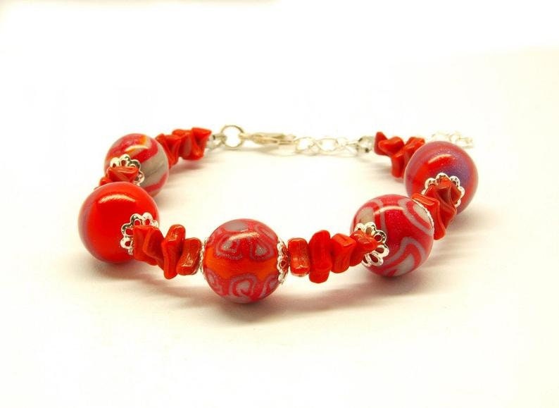 Armband nach Wahl Polymer Clay Perlen bunt Fimo Armreif