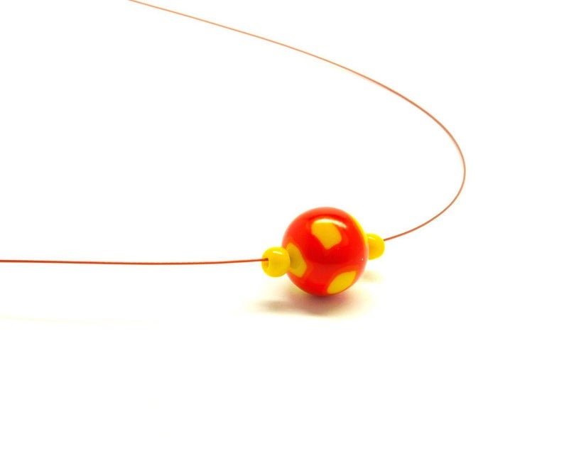 Kette nach Wahl Schmuckdraht Perle Polymer Clay Punkte Rose rot gelb grün weiß rosa bunt Fimo