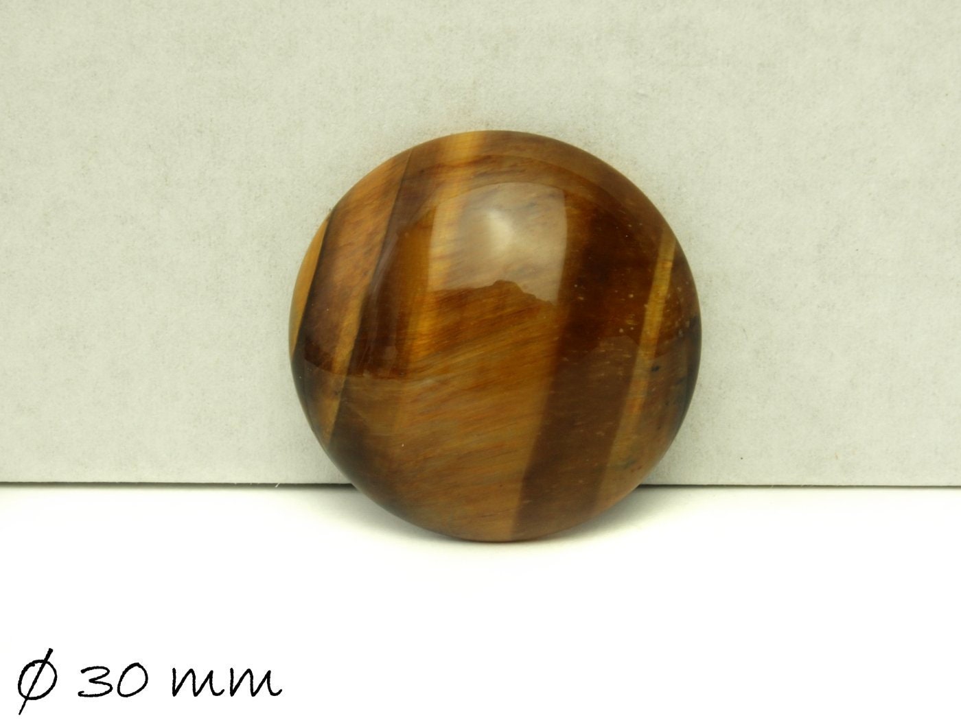 1 Stück runder Edelstein Cabochon, Tigerauge, Ø 30 mm