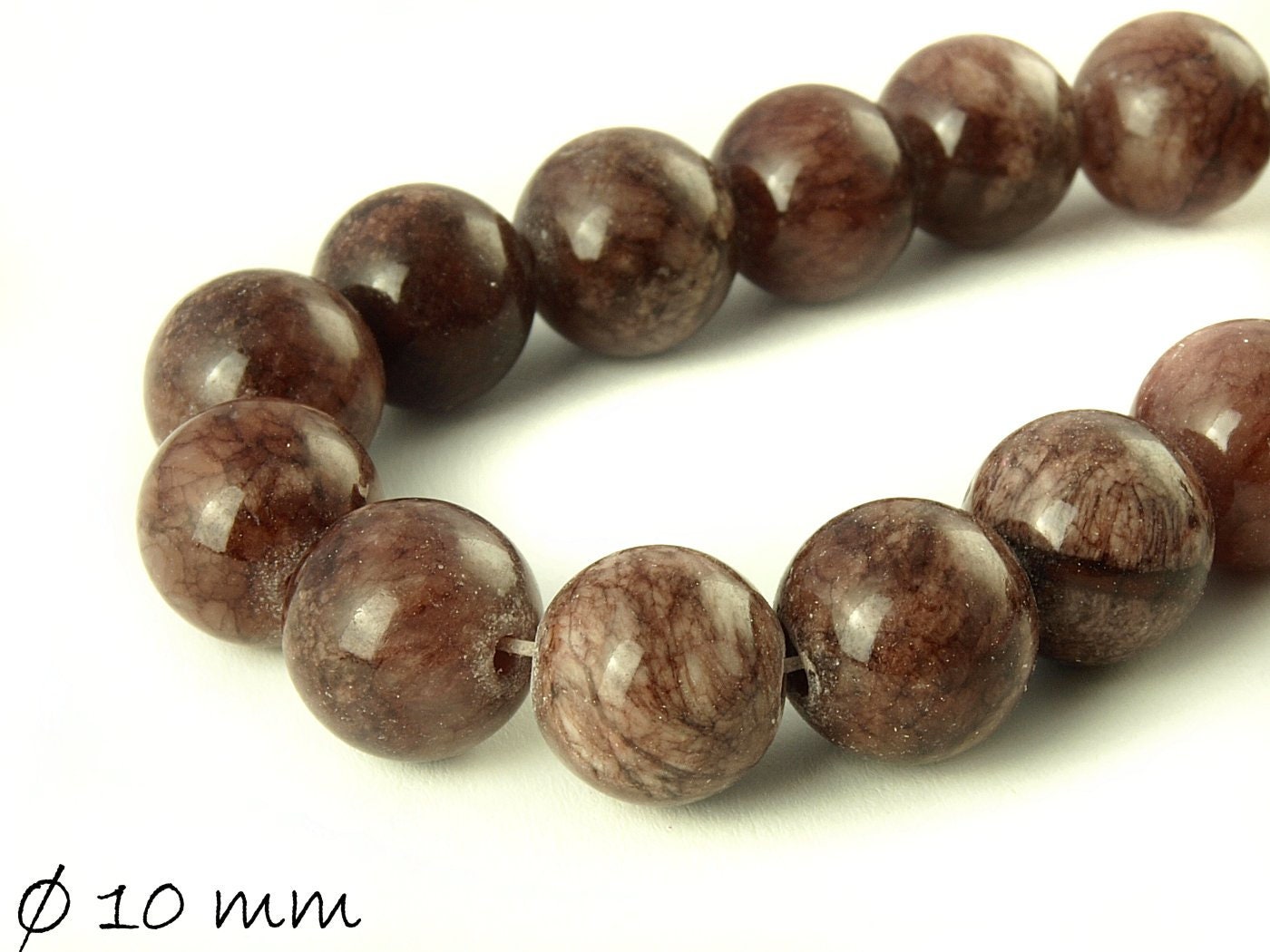 10 Stück Mashan Jade Perlen, verschiedende Farben, Ø 10 mm - 1