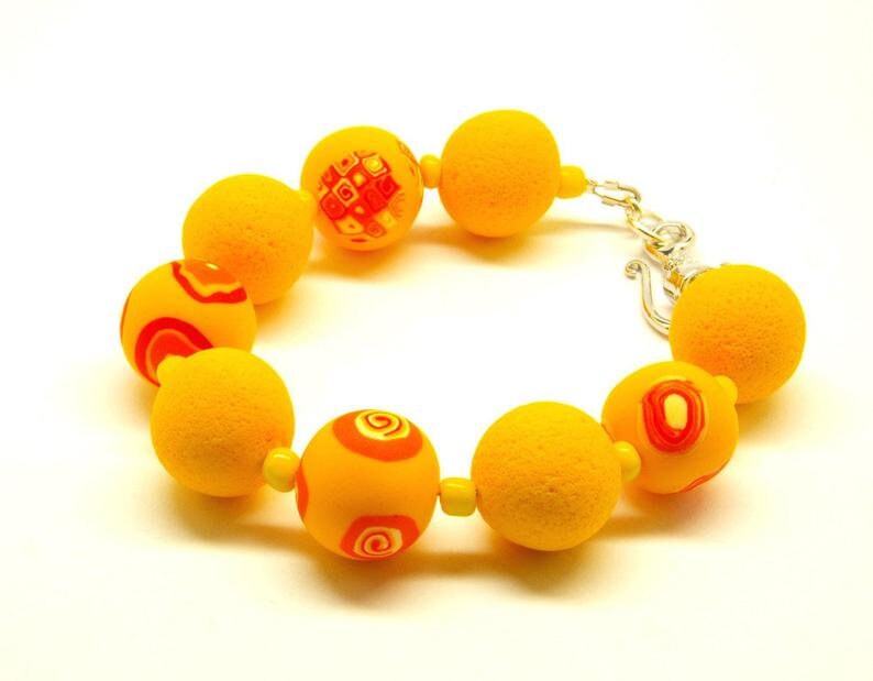 Armband nach Wahl Polymer Clay Perlen bunt Fimo Armreif