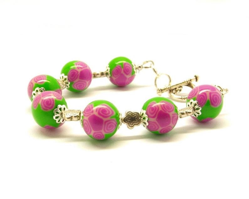 Armband nach Wahl Polymer Clay Perlen bunt Fimo Armreif