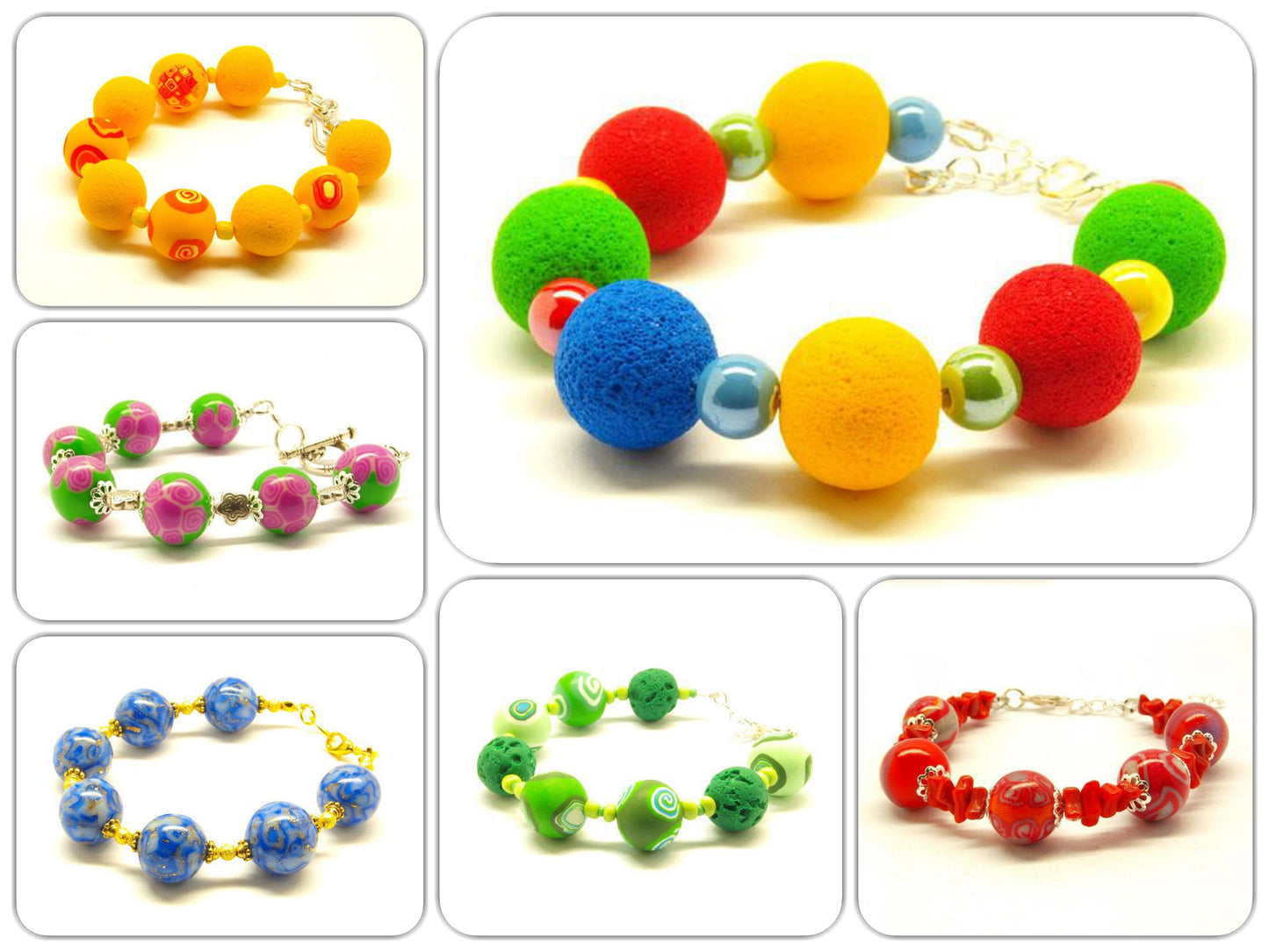 Armband nach Wahl Polymer Clay Perlen bunt Fimo Armreif