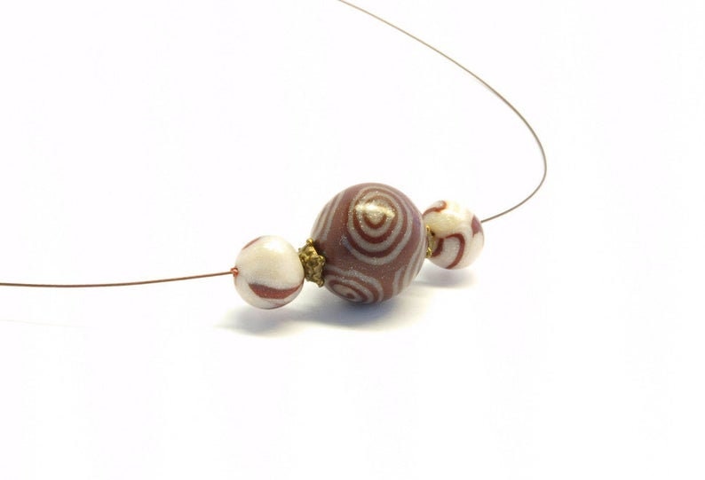 Kette nach Wahl Schmuckdraht Perle Polymer Clay Punkte Rose rot gelb grün weiß rosa bunt Fimo