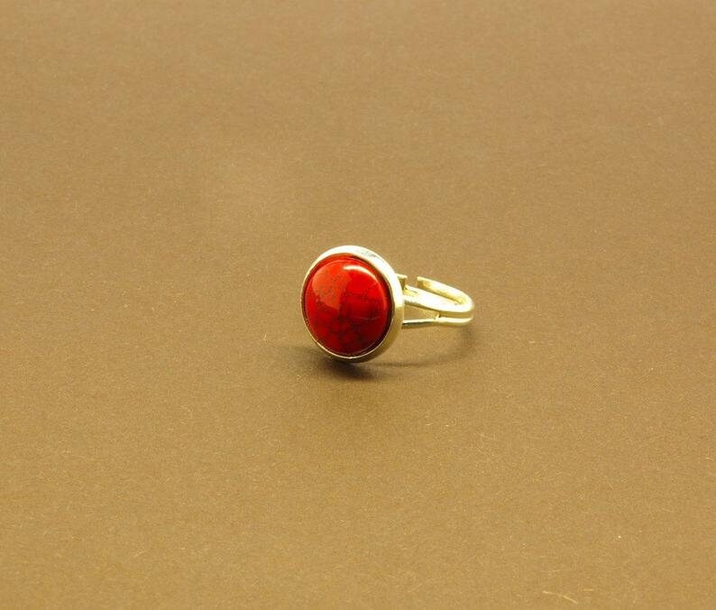Ring nach Wahl Cabochon Türkis Imitat bronze vintage silbern gelb orange rot blau grün lila Juvelato