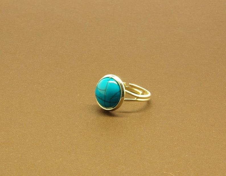 Ring nach Wahl Cabochon Türkis Imitat bronze vintage silbern gelb orange rot blau grün lila Juvelato