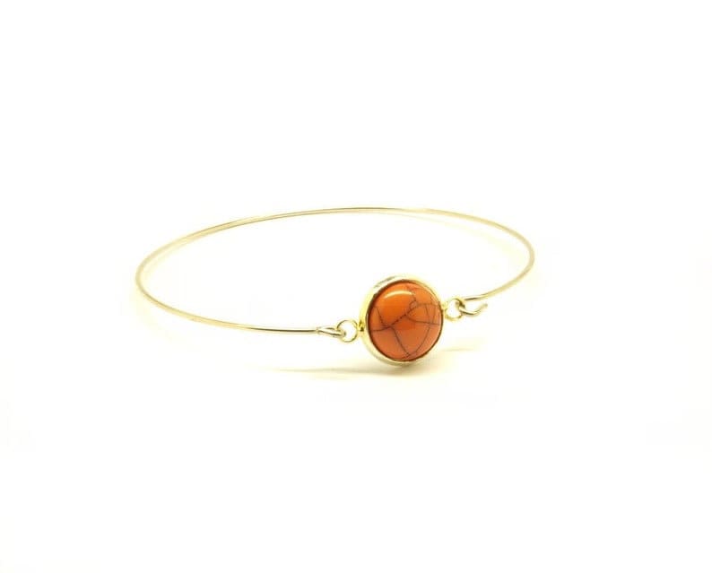 Armreif nach Wahl Cabochon Türkis Imitat vintage bronze silbern golden gelb orange rot rosa grün blau türkis