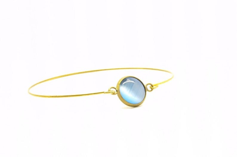 Armreif nach Wahl Cabochon Cateye Glas Spiralreif silbern bronze golden blau grün braun lila weiß beige orange Juvelato