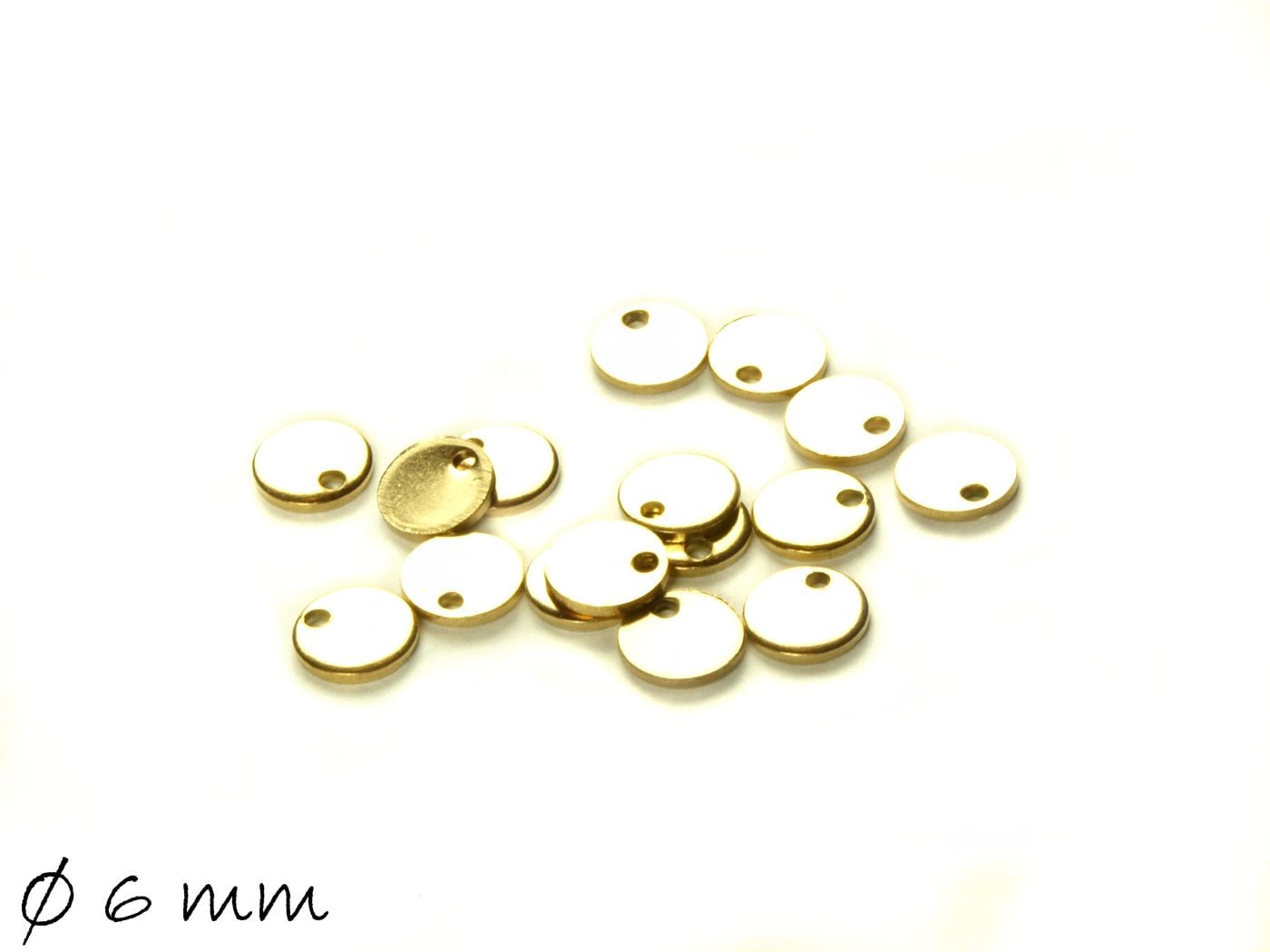 6 Stück Anhänger Edelstahl Stempel Plättchen Ø 6 mm, gold
