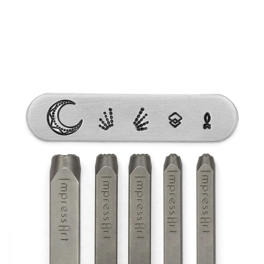 5 Stück Stempel Set Geometric Mandala Textur Impressart 4 - 9,5 mm