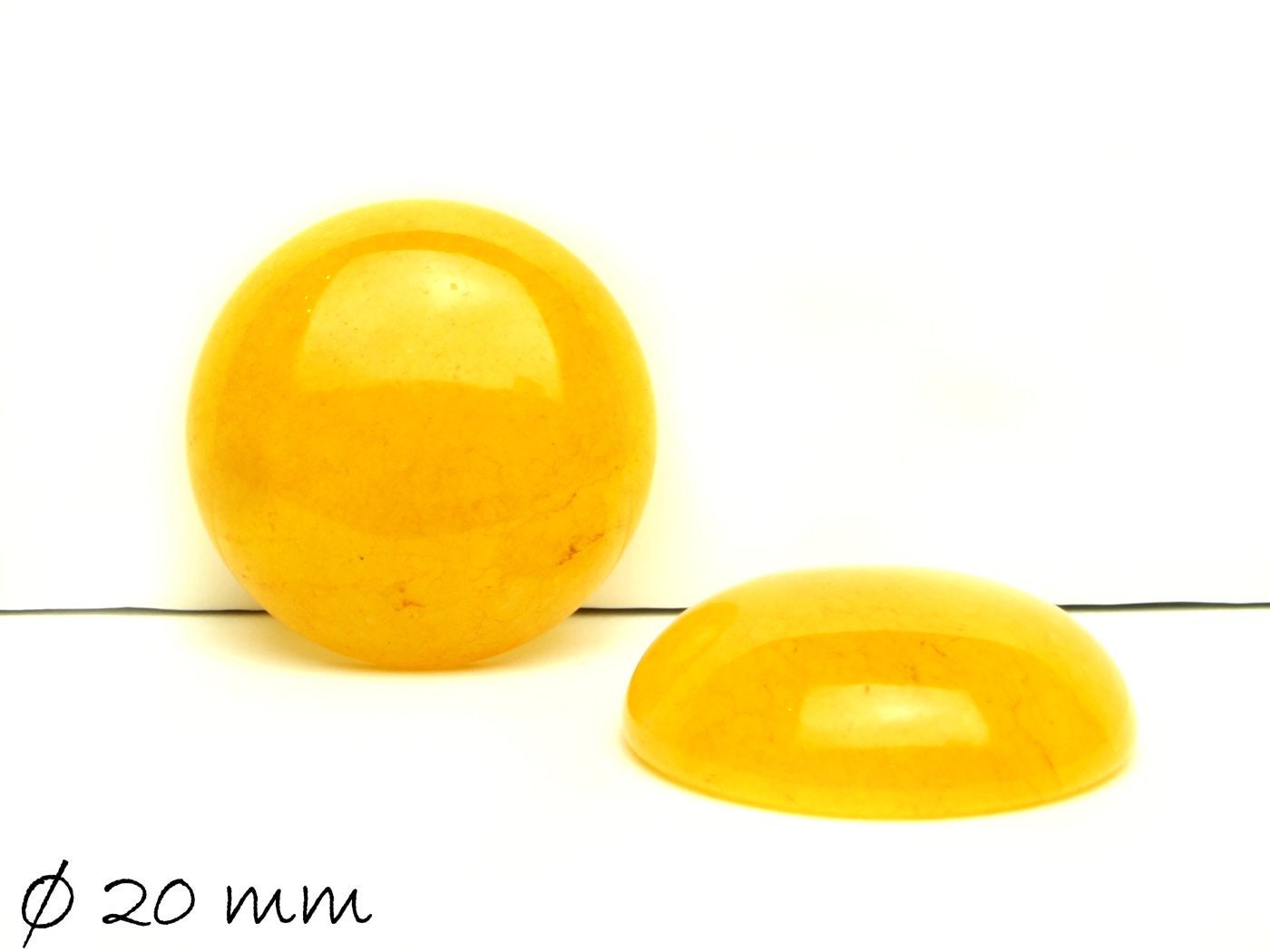 2 Stück Edelstein Cabochons, Jade (gelb), Ø 20 mm