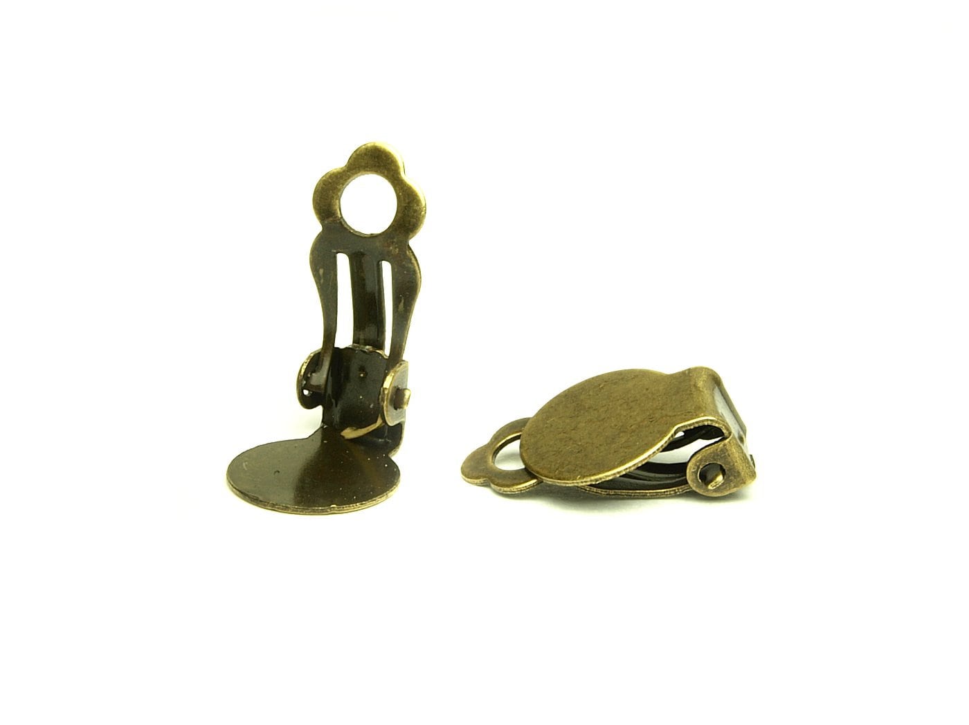 4 Stück Ohrclips Rohlinge in bronze mit 10 mm Klebefläche