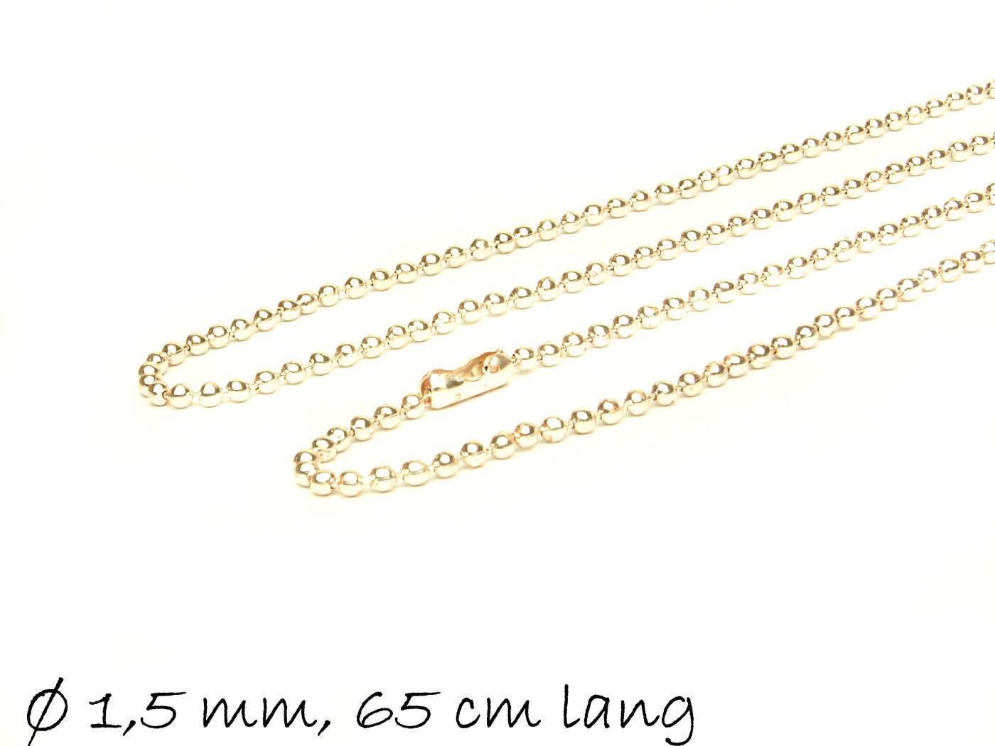 1 Stück Fertige Kugelkette rosegold Ø 1,7 mm, 65 cm lang