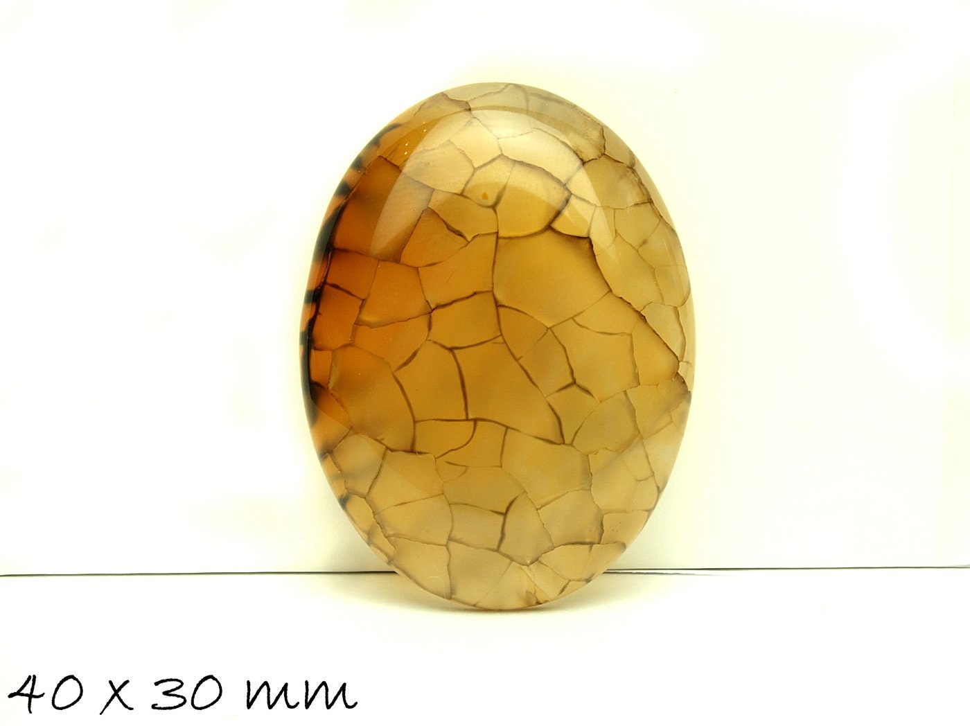 1 Edelstein Cabochon Drachenader Achat, 40 x 30 mm, braun