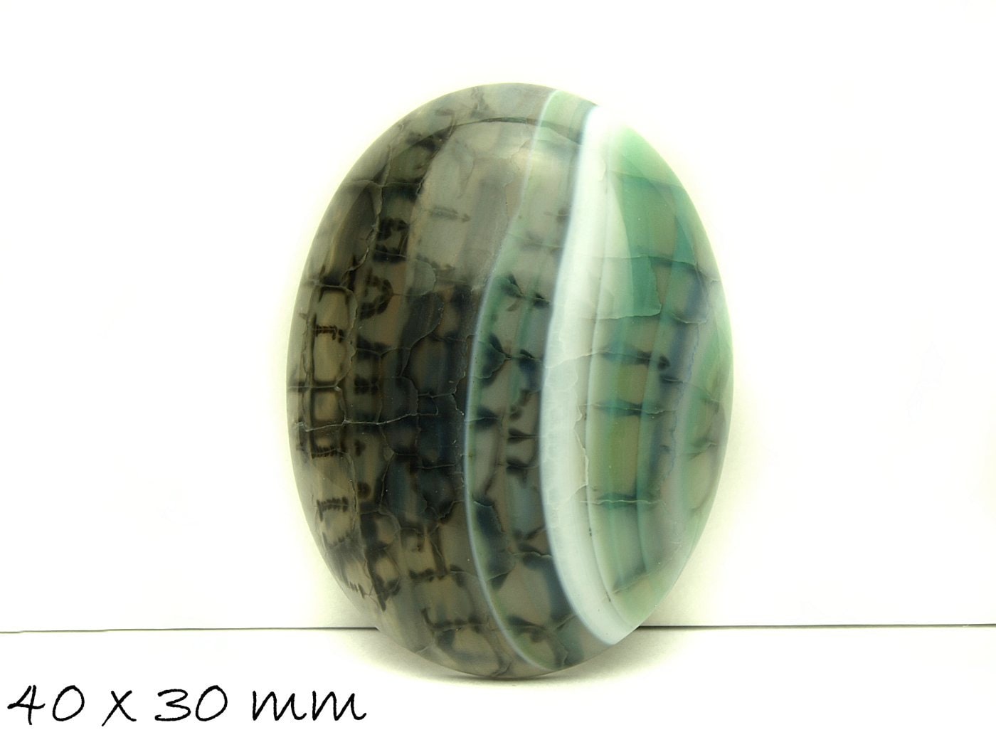 1 Cabochon Drachenader Achat 40 x 30 mm dunkelgrün