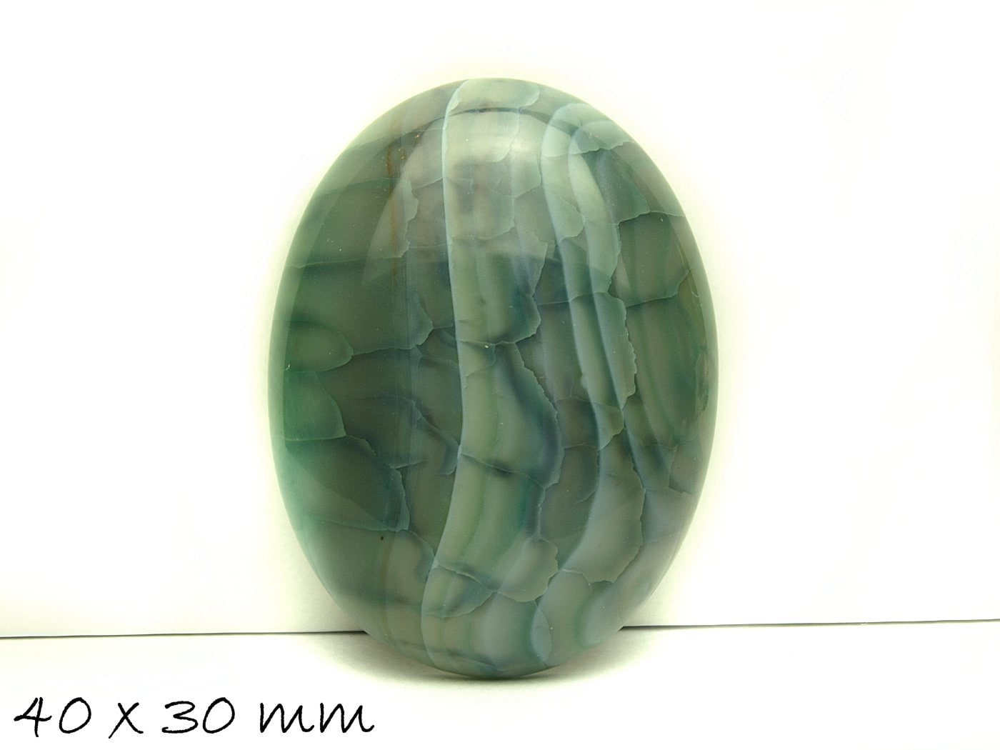 1 Cabochon Drachenader Achat 40 x 30 mm dunkelgrün