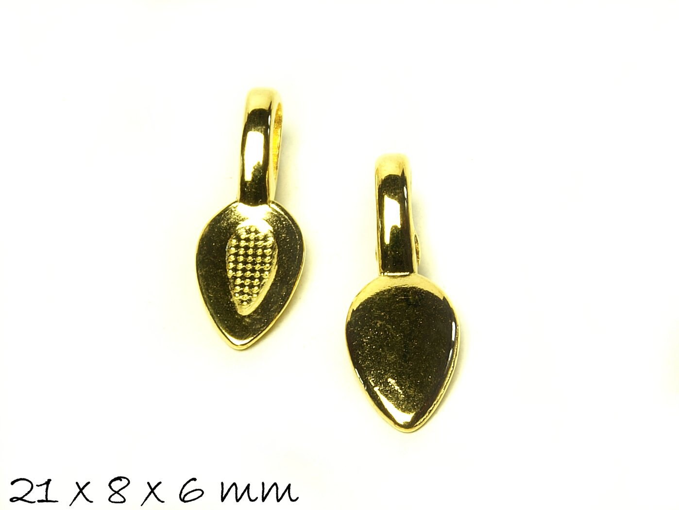10 Stück Anhängerschlaufen mit Klebefläche gold, 21 x 8 x 6 mm