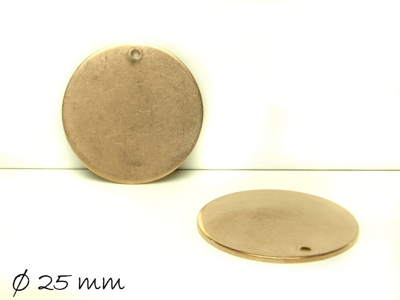 4 Stück Anhänger Edelstahl Stempel Plättchen Ø 25 mm rosegold