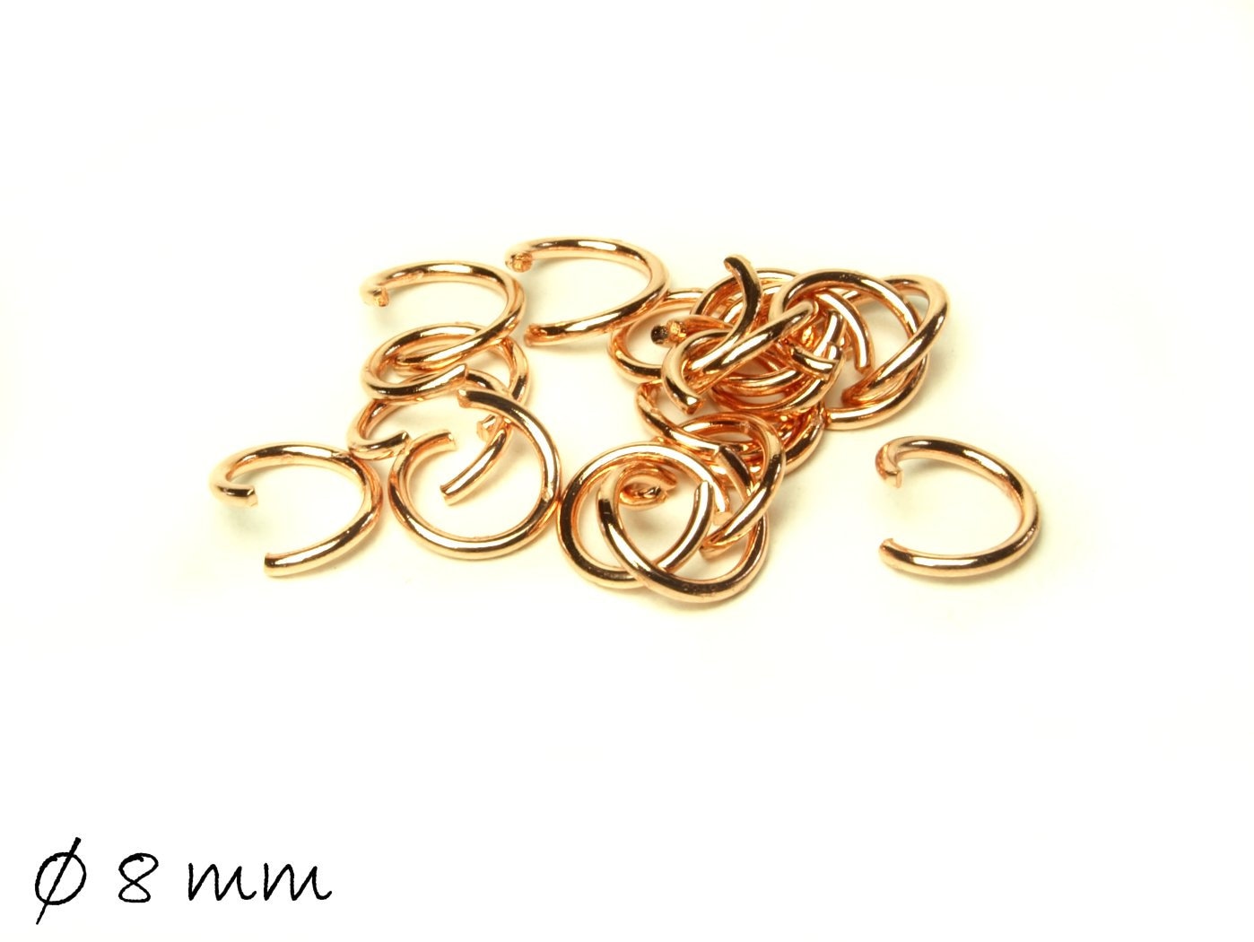 50 Stück Biegeringe (Spaltringe), Edelstahl - rosegold, Ø 8 mm
