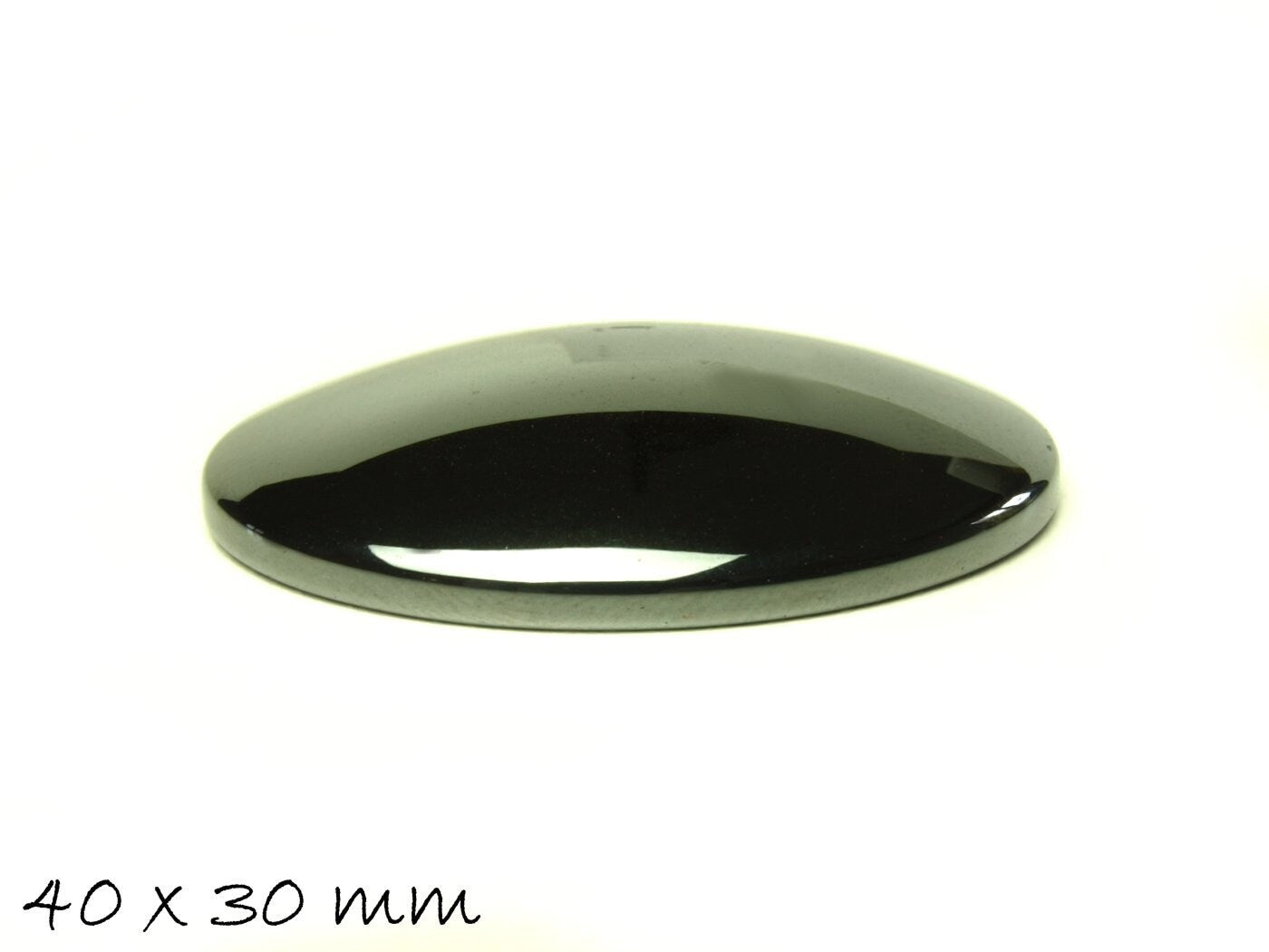 1 Stück Edelstein Cabochon, Hämatit, schwarz glänzend, 40 x 30 mm