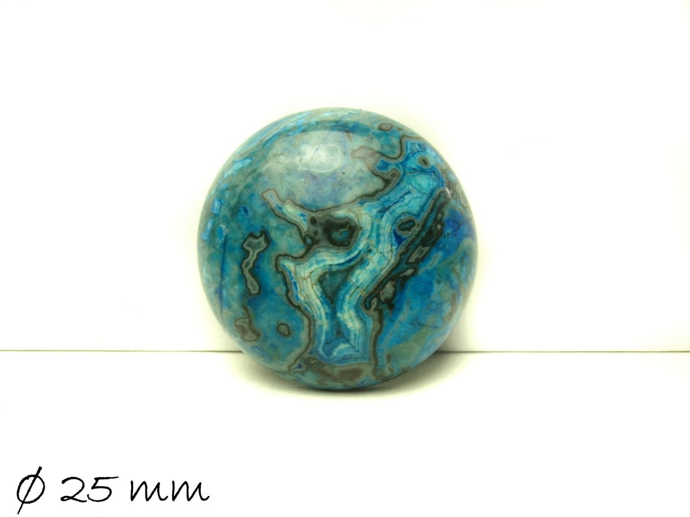 1 Stück Edelstein Cabochon, Ripple-Jasper, 25 mm, blau
