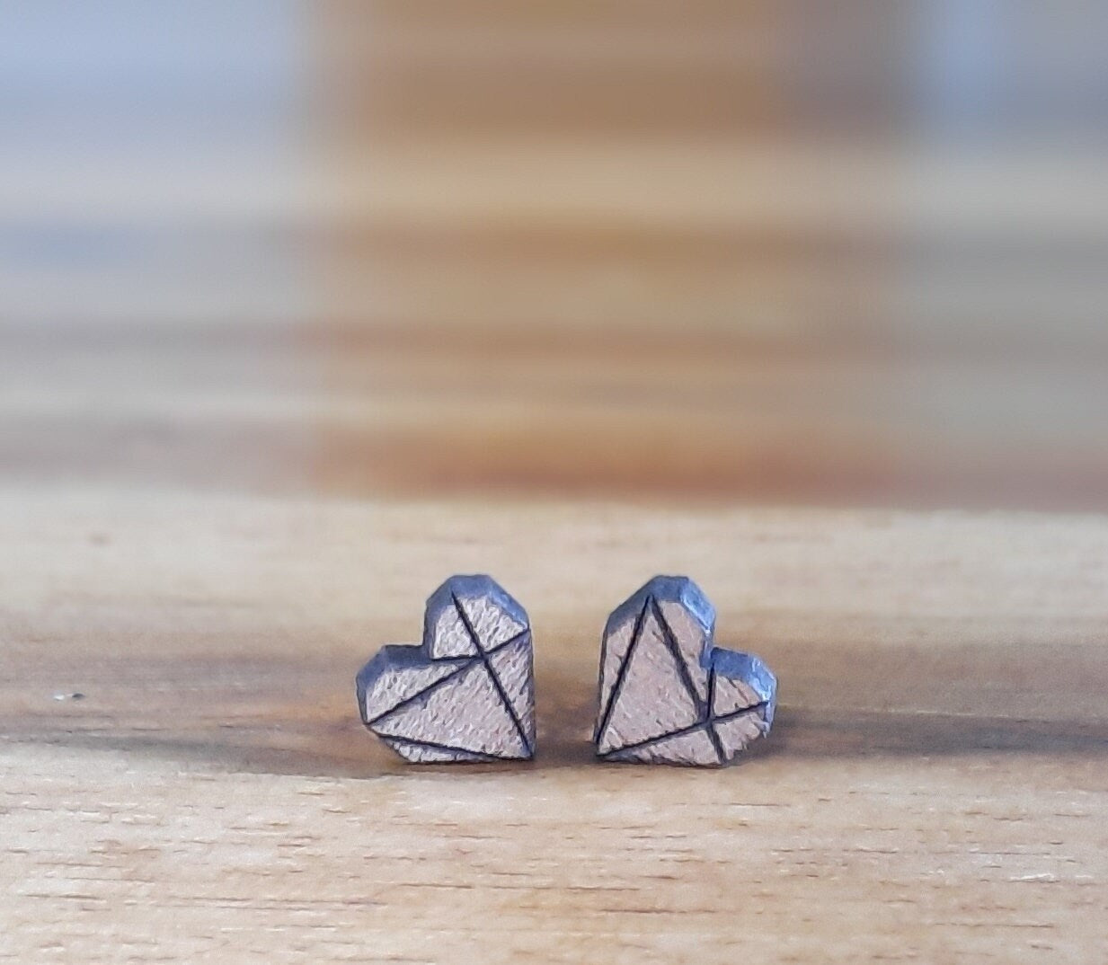 Ohrstecker nach Wahl Herz Liebe Freundschaft Origami Herzschlag Kardiogramm Holz Ohrringe