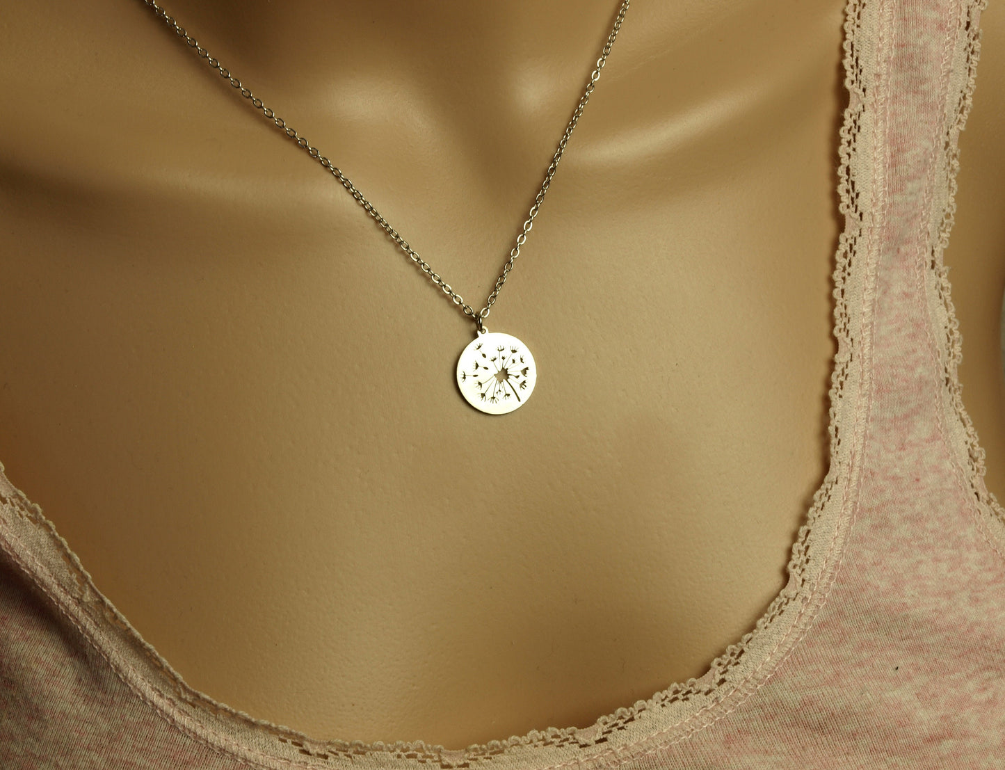 Kette Pusteblume Anhänger Farbe nach Wahl silbern golden Rosé golden Blüte Blume