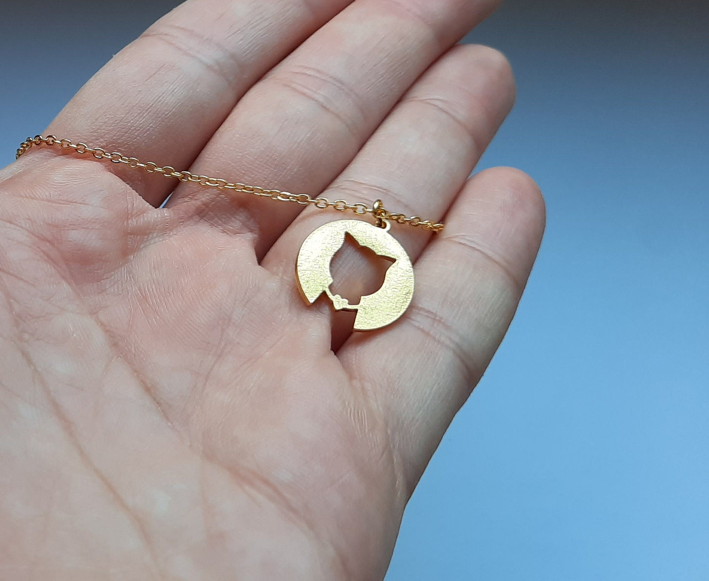 Kette Katze Silhouette Kreis Fliege Anzug Anhänger Farbe nach Wahl silbern golden rosé golden