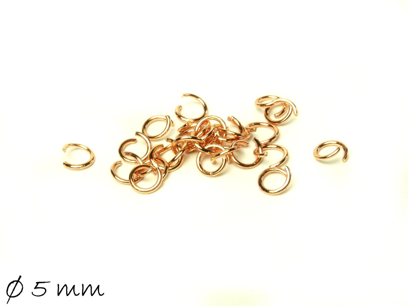 50 Stück Biegeringe (Spaltringe), Edelstahl - rosegold, Ø 5 mm