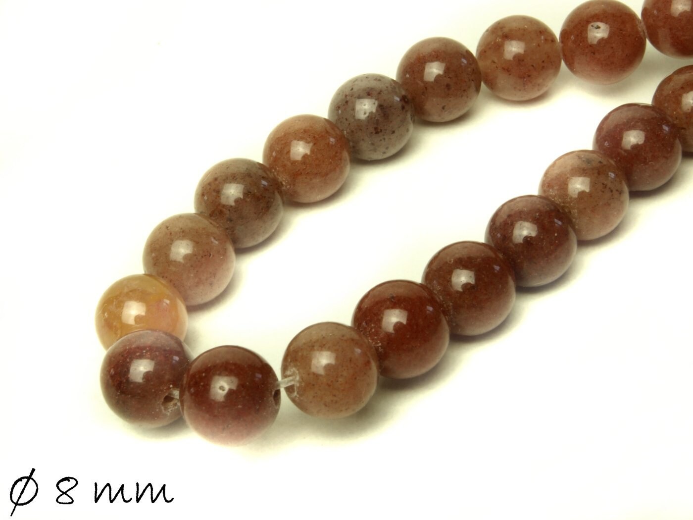 10 Stück Edelstein Perlen, braune Jade Ø 8 mm