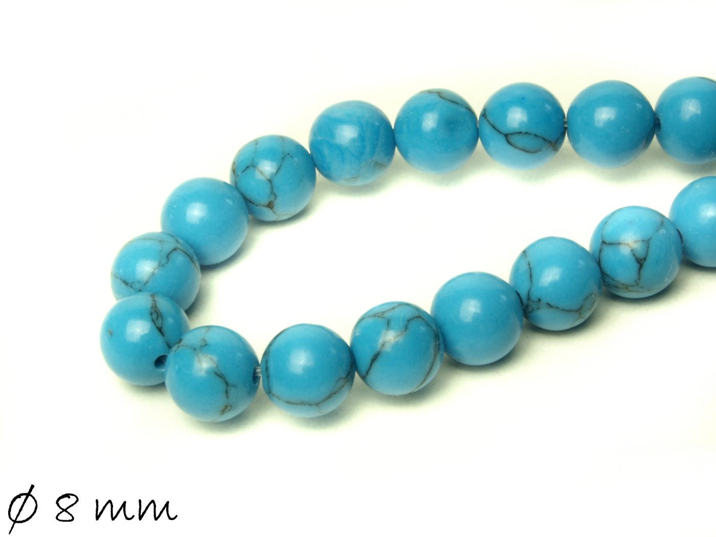 10 Stück Edelstein synthetischer, himmelblauer Türkis, Ø 8 mm