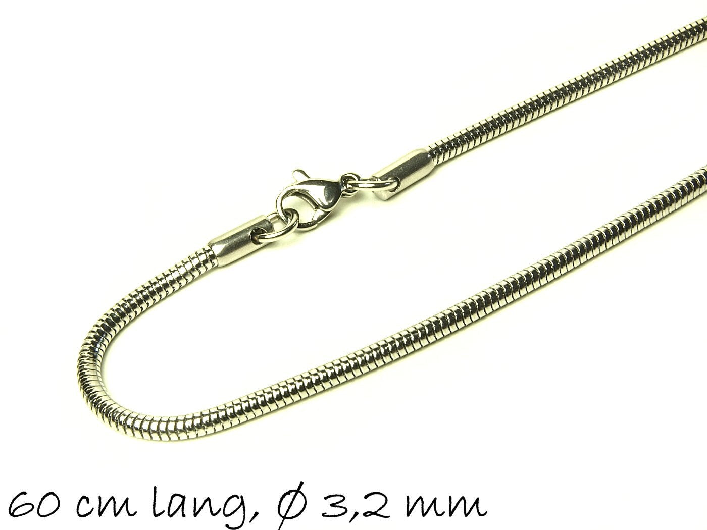 Fertige Schlangenkette Edelstahl, 60 cm lang, Ø 3,2 mm