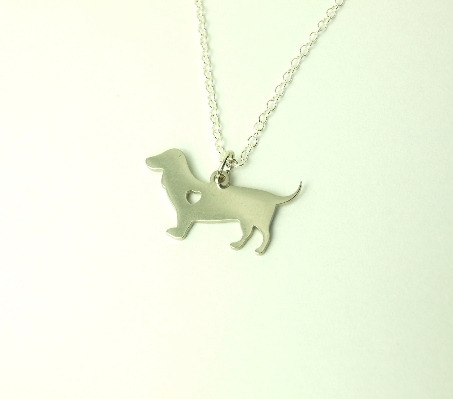 Kette Dackel mit Herz Liebe Anhänger Edelstahl silbern Hund
