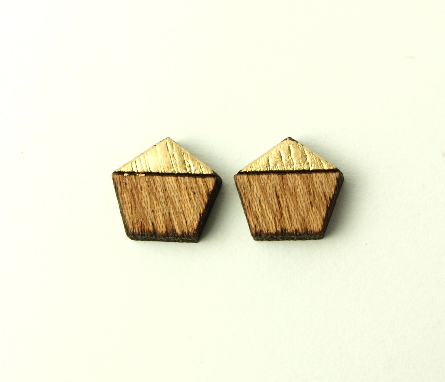 Ohrstecker nach Wahl Fünfeck Sechseck Pentagon Hexagon Wabe geometrisch gold Holz Ohrringe Stecker