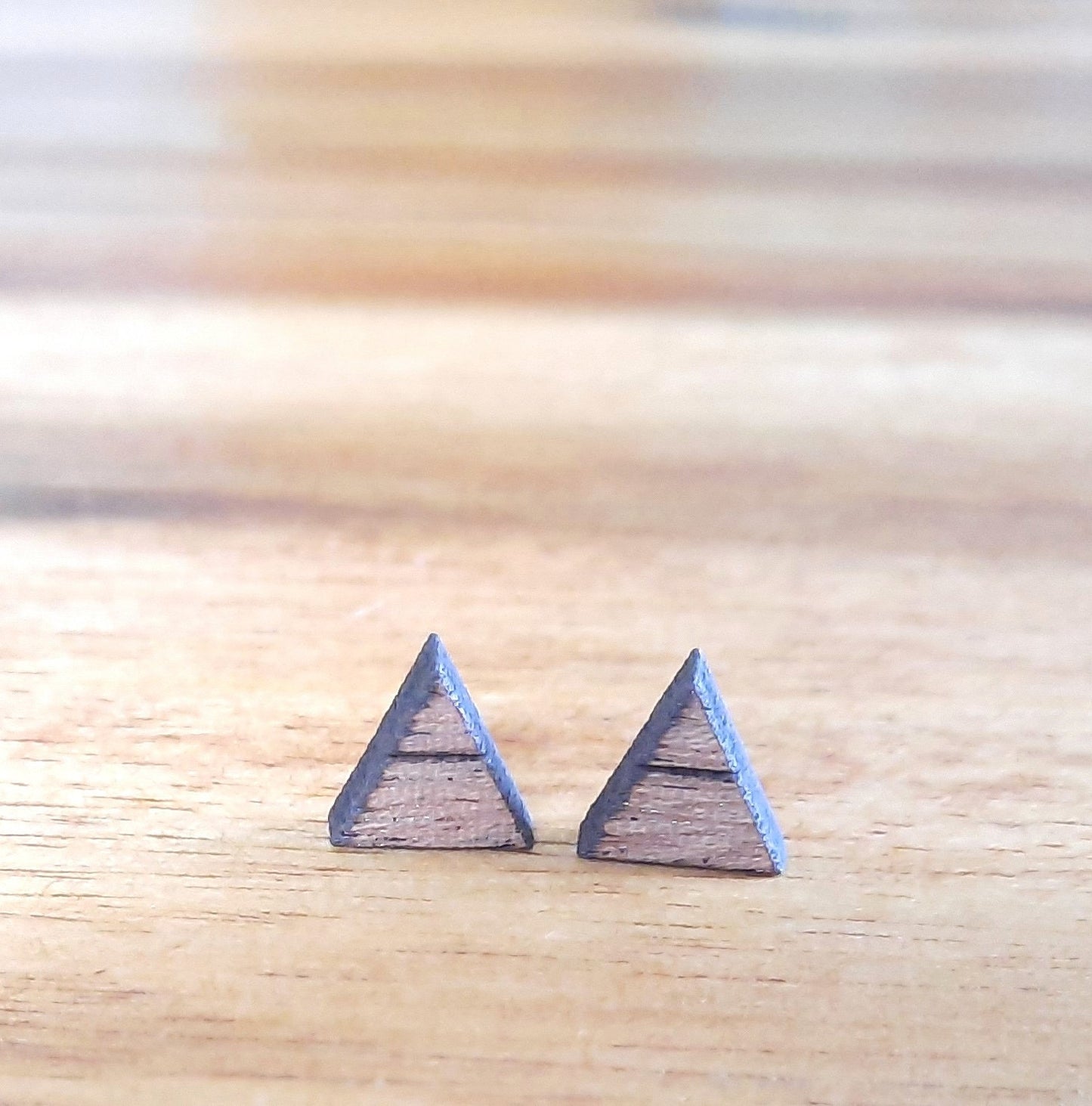 Ohrstecker nach Wahl Dreieck Berge Landschaft Schnee Holz Ohrringe Stecker