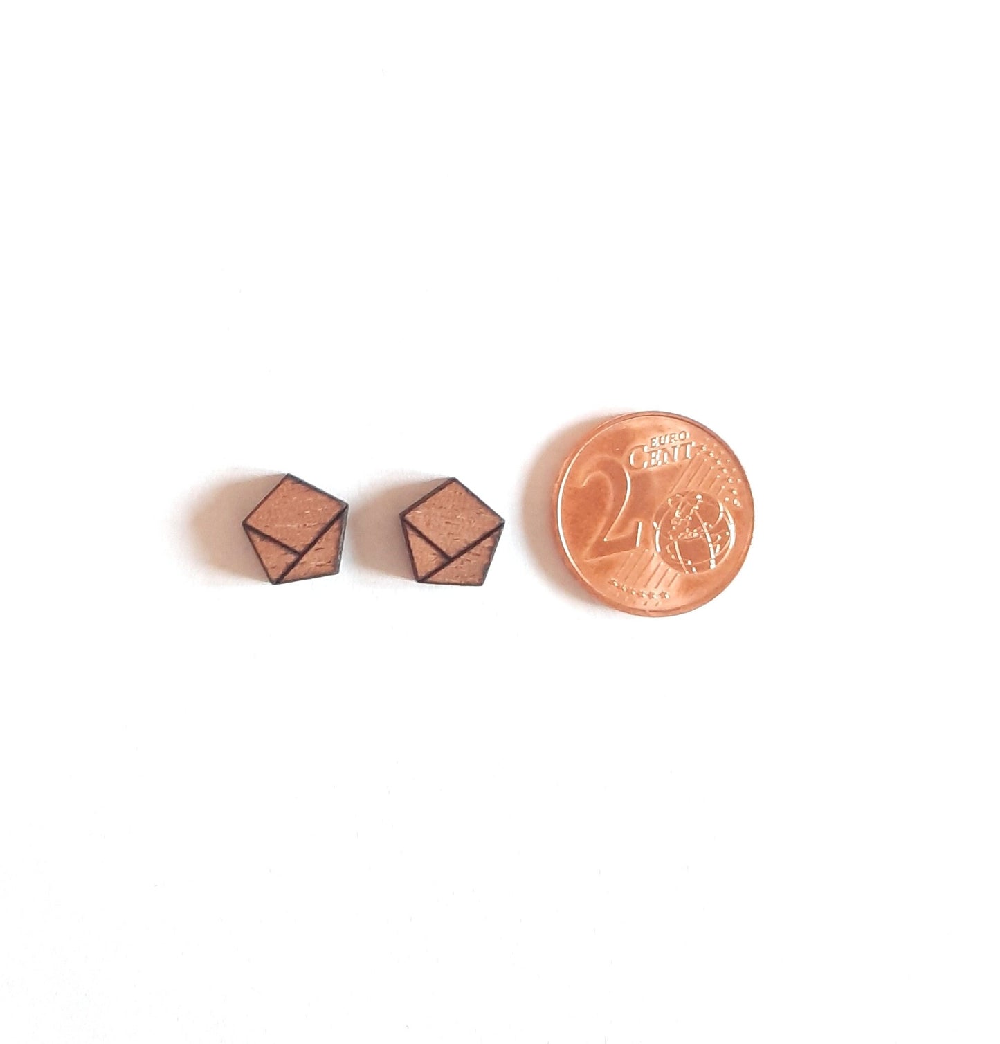 Ohrstecker nach Wahl Fünfeck mit Muster Dreieck geometrisch Pentagon Holz Ohrringe