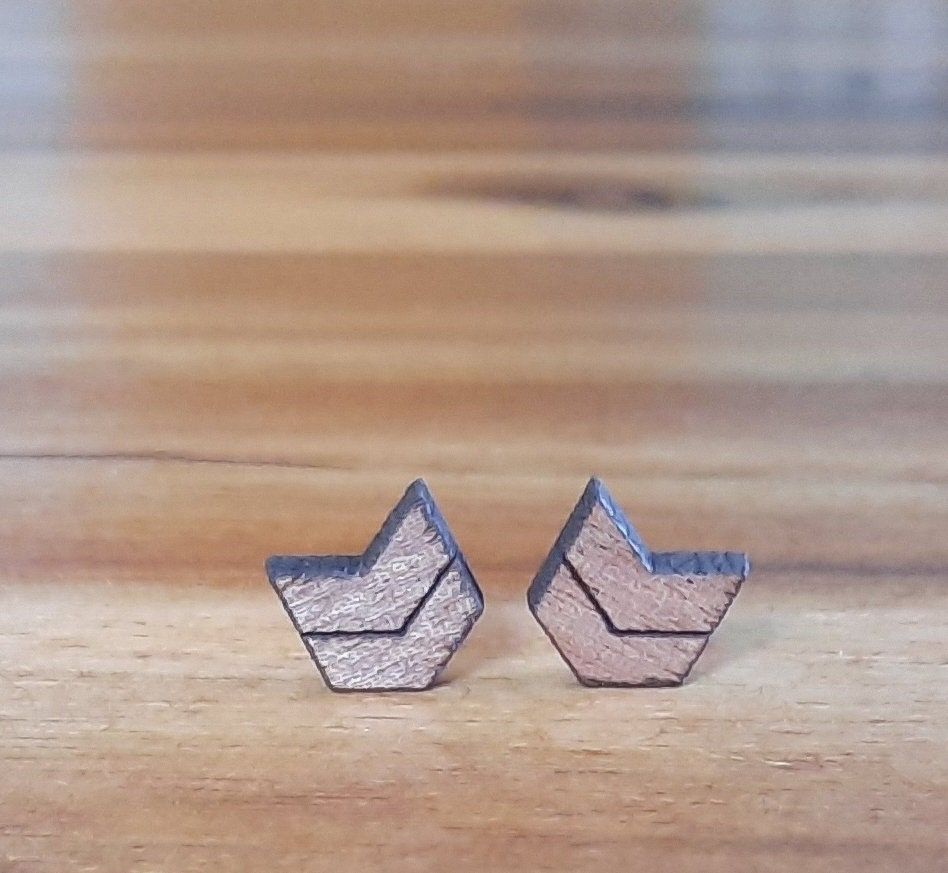 Ohrstecker nach Wahl stilisierter Fuchs Chevron Dreieck Holz Ohrringe Stecker