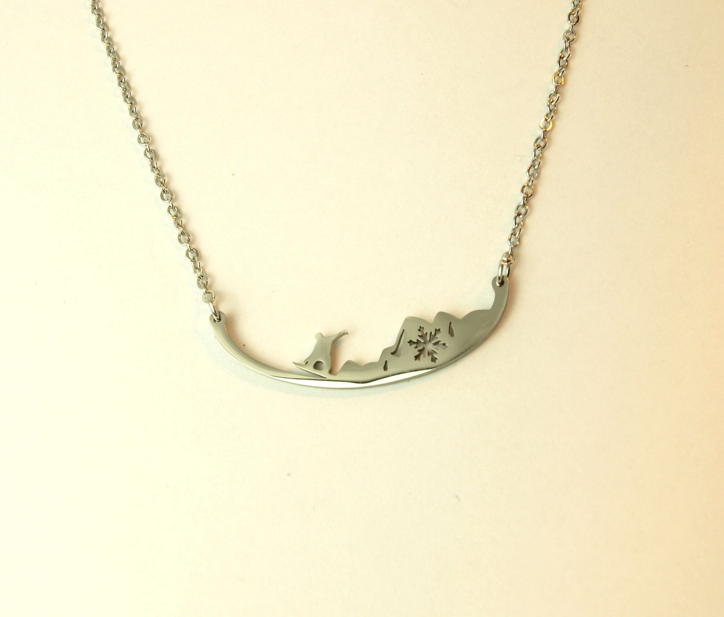 Kette Snowboarder Berge Schnee Board Landschaft Winter Wintersport Sport Edelstahl Anhänger silbern