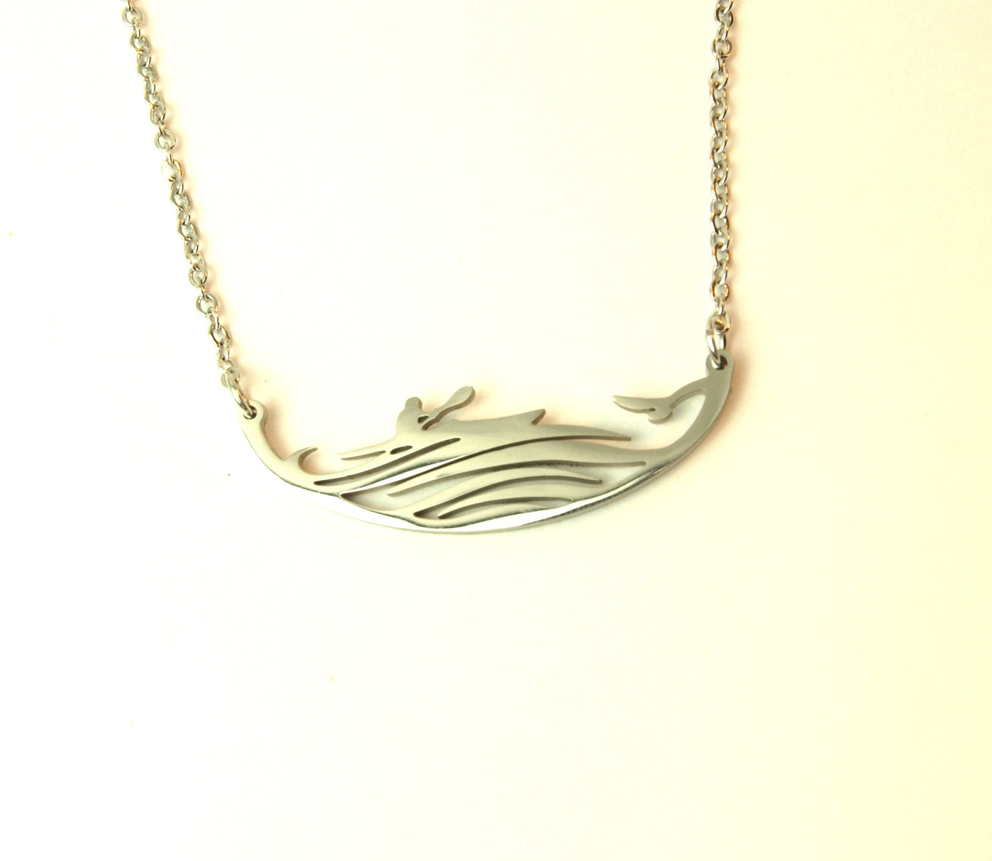 Kette Paddler Kajak Boot Paddelboot Wellen Wasser Meer Strand Sport Edelstahl Anhänger silbern