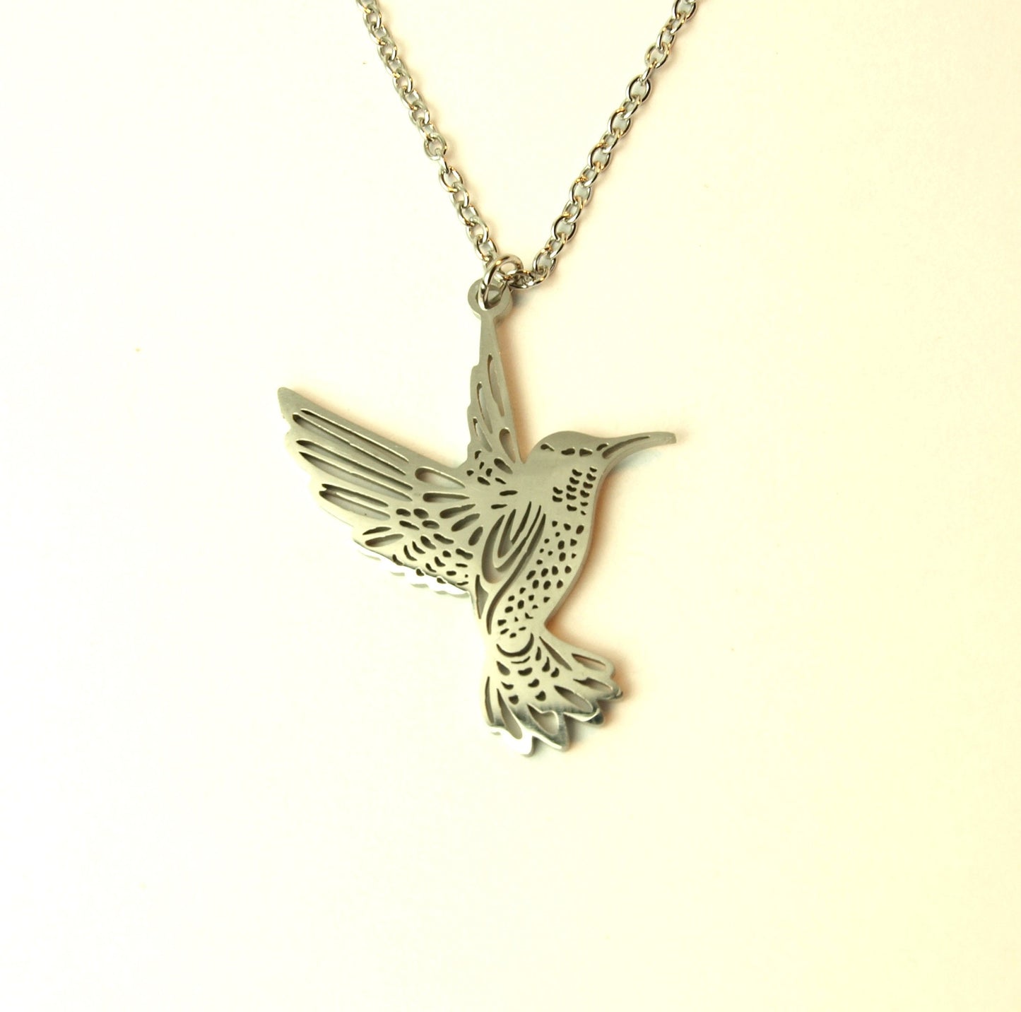 Kette Kolibri filigran verziert Edelstahl Anhänger silbern