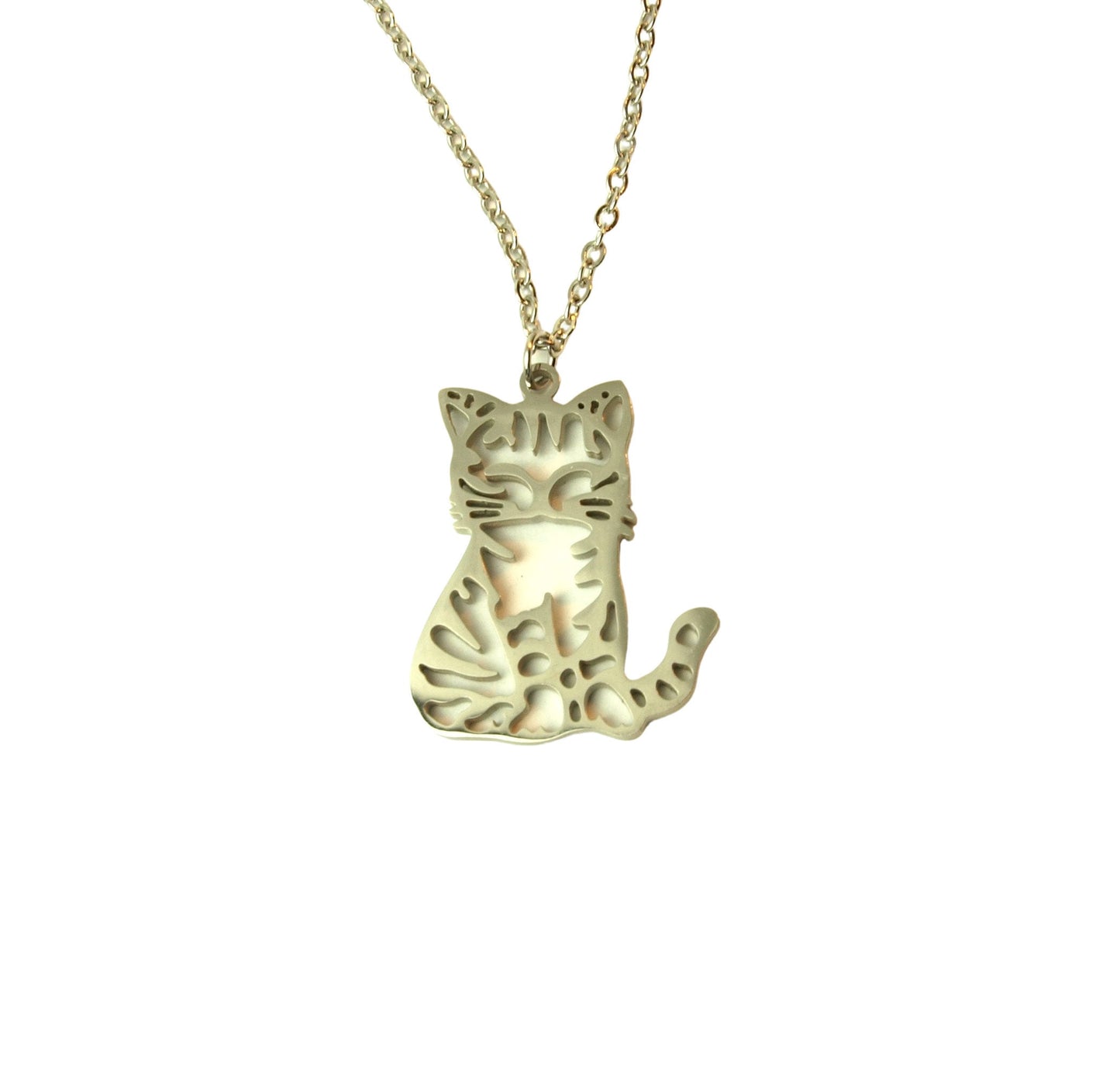 Kette Katze verziert Kawaii Edelstahl Anhänger silbern