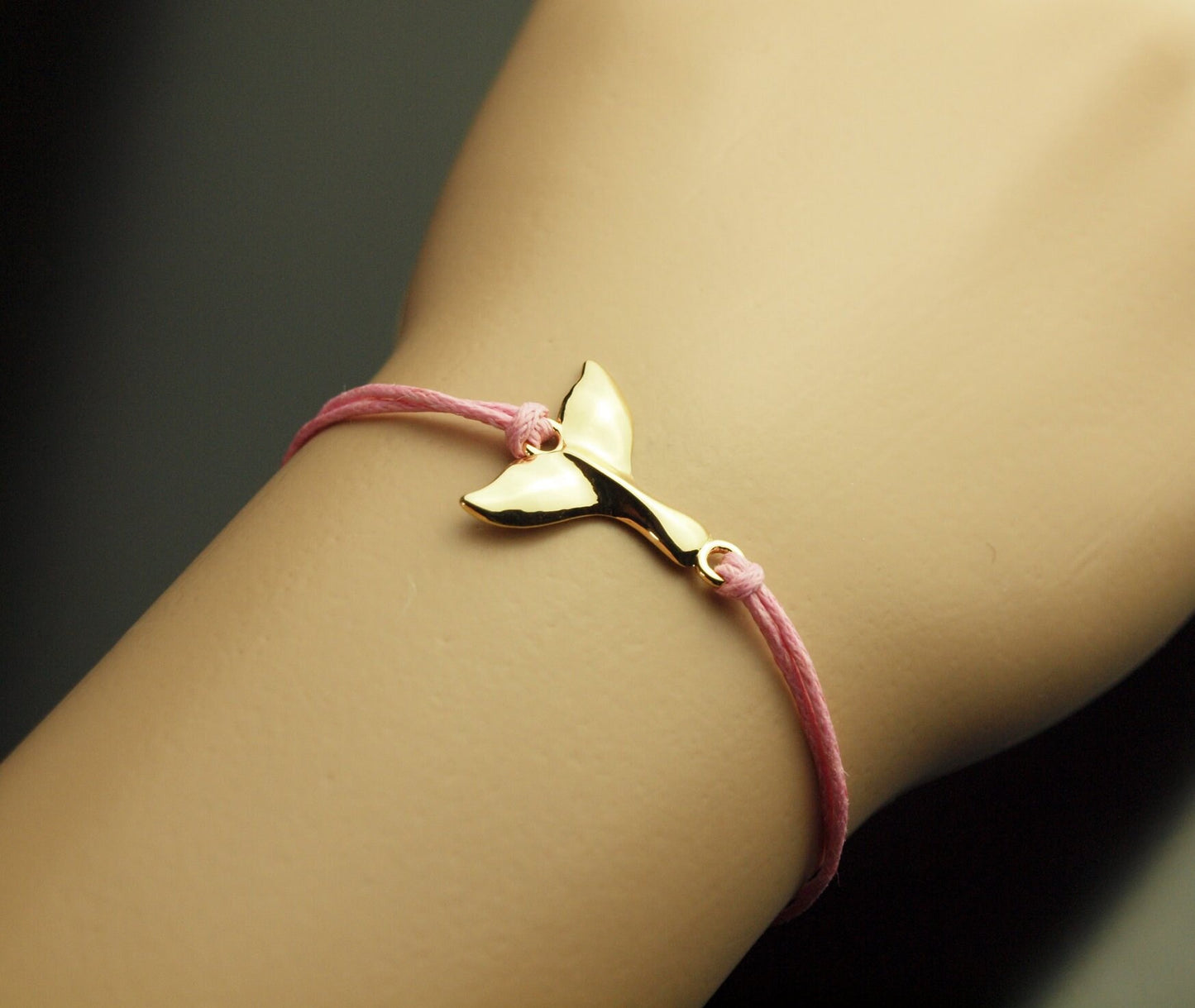 Armreifen Flosse Fisch Meerjungfrau Wal Schwanzflosse golden rosa Armband Wachsband Wasser Meer