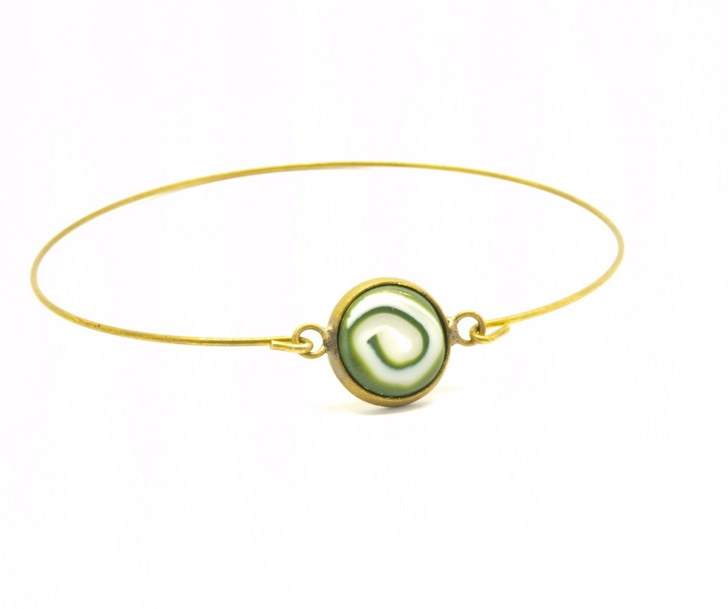 Armreif Cabochon retro Muster Spirale bunt Polymer Clay silbern bronze golden Armband weiß blau lila grün schwarz rot