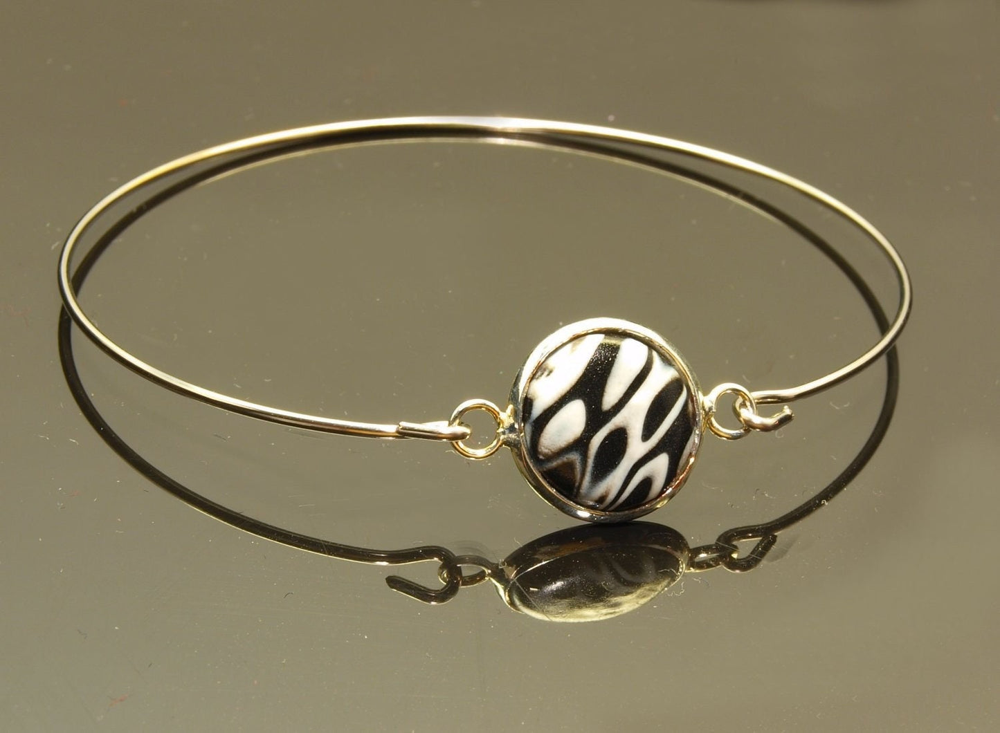 Armreif Cabochon retro Muster Hippie bunt Polymer Clay silbern bronze golden Armband weiß blau lila grün schwarz rot