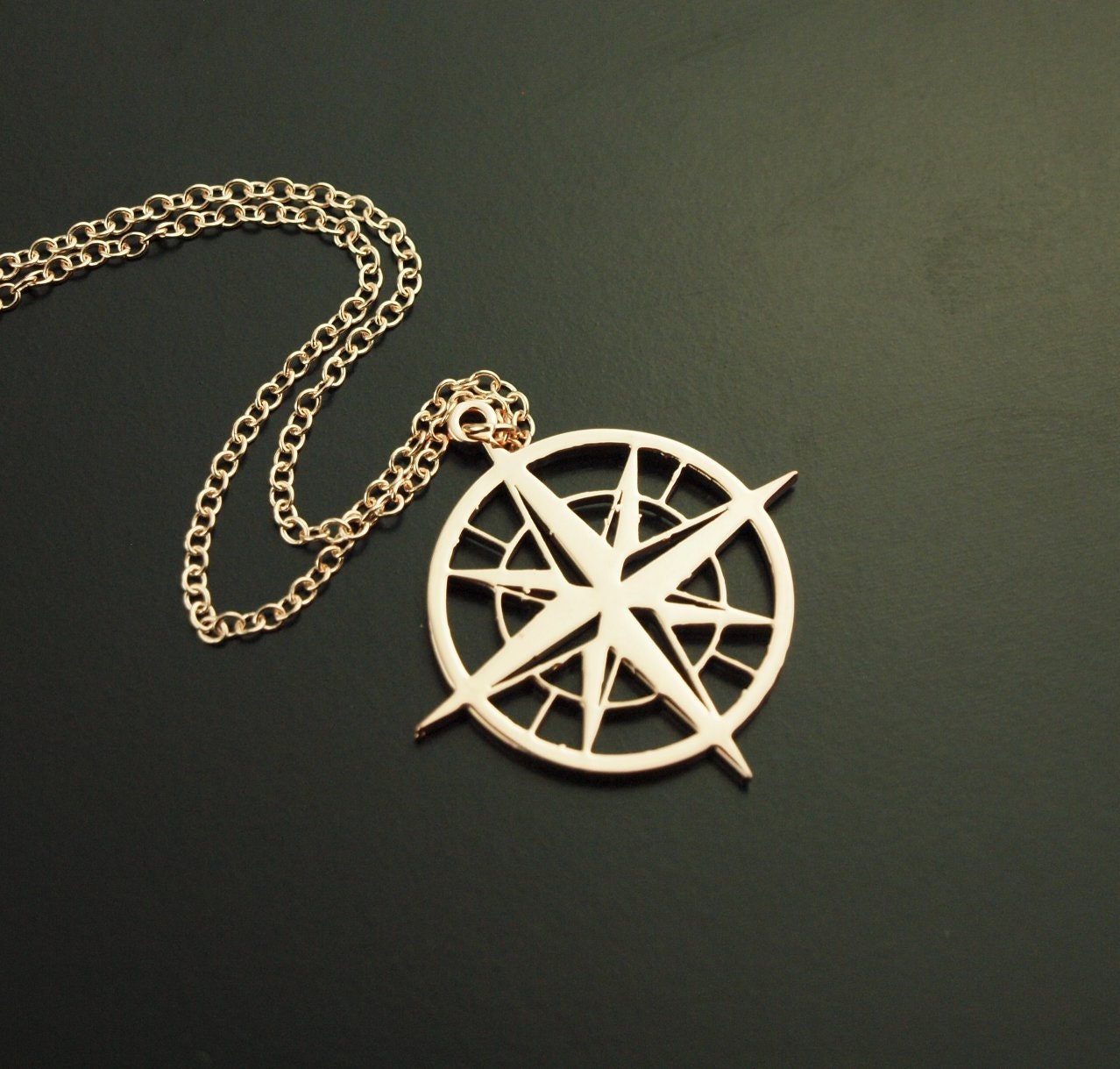 Kette Kompass Anhänger rosé golden Reise Nord Süd West Ost Schiff Boot Navigation