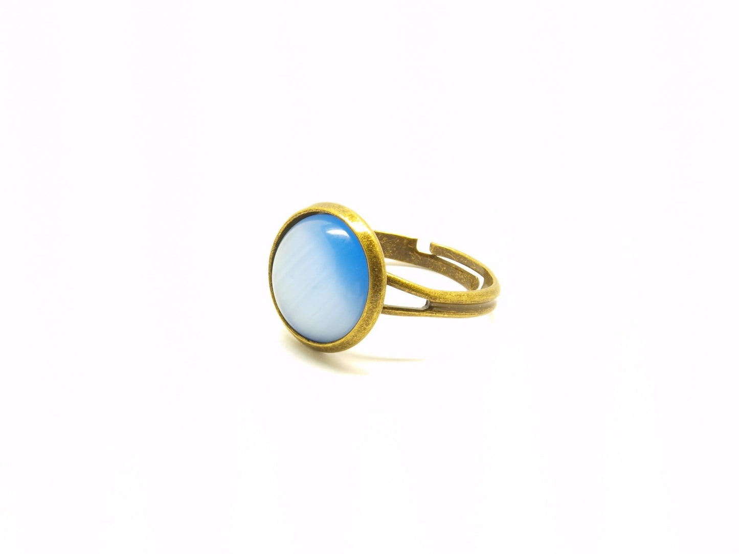 Ring nach Wahl Cabochon Cateye Glas bronze silbern gelb orange rot blau grün braun lila Juvelato